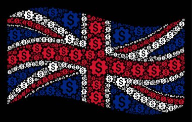 Büyük Britanya bayrağı desen sanayi sermaye simgelerin sallayarak
