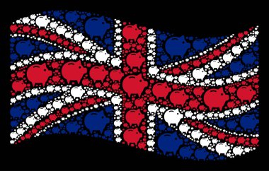 İngiliz bayrağı kolaj kumbara öğelerin sallayarak