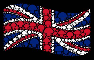 Mantar öğeleri paterni İngiliz bayrağı sallayarak