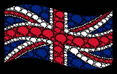 İngiliz bayrağı kolaj beyin simgelerin sallayarak