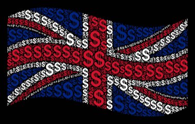 İngiltere bayrak kolaj doları öğelerin sallayarak