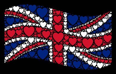 İngiltere bayrak deseni aşk kalp simgelerin sallayarak