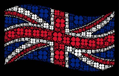 Dört yapraklı yonca öğeleri paterni İngiliz bayrağı sallayarak