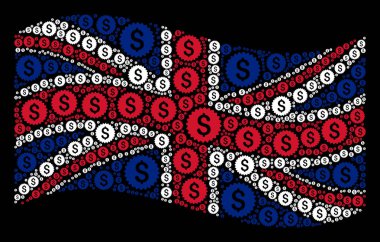 İngiltere bayrak kolaj banka mührü öğelerin sallayarak