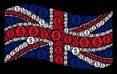 İngiltere bayrak mozaik finans simgelerin sallayarak