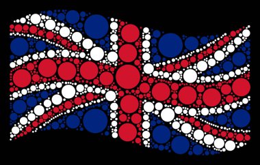 İngiltere bayrak mozaik daire öğelerin sallayarak