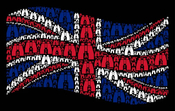 Agitant le drapeau de Grande-Bretagne Mosaïque de trouver des jumelles Articles — Image vectorielle
