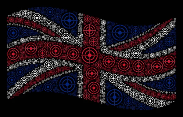 Mává Velká Británie vlajka mozaika cílový terč položek — Stockový vektor