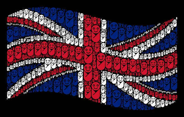 Schwenken große britische Flagge Mosaik von neugeborenen Ikonen — Stockvektor