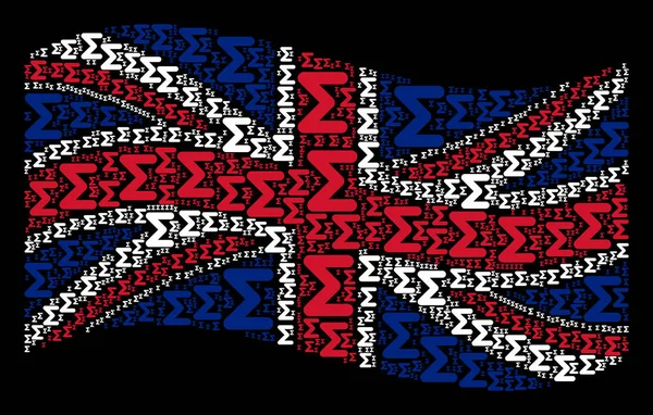 Sventolando la bandiera del Regno Unito modello di somma elementi — Vettoriale Stock