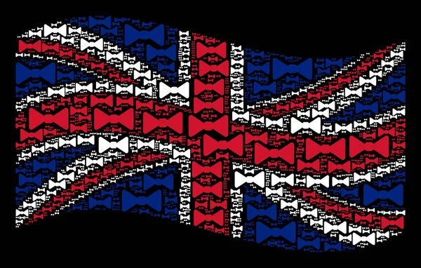 Agitant Royaume-Uni Drapeau Mosaïque d'icônes nœud papillon — Image vectorielle