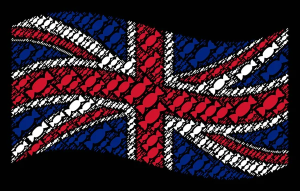 Κουνώντας μεγάλη Βρετανία σημαία μοτίβο της Candy εικονίδια — Διανυσματικό Αρχείο