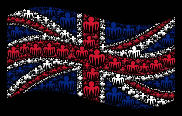 Κουνώντας μεγάλη Βρετανία σημαία κολάζ του Spectre χταπόδι στοιχεία — Διανυσματικό Αρχείο