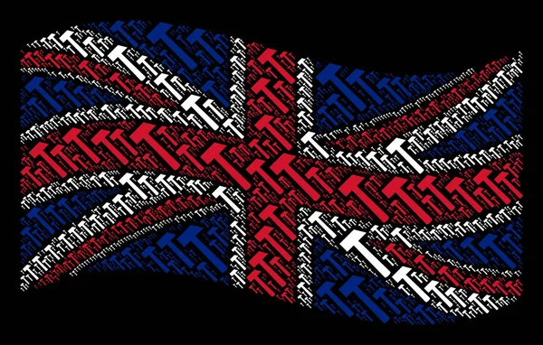Sventolando Gran Bretagna Bandiera modello di icone martello — Vettoriale Stock