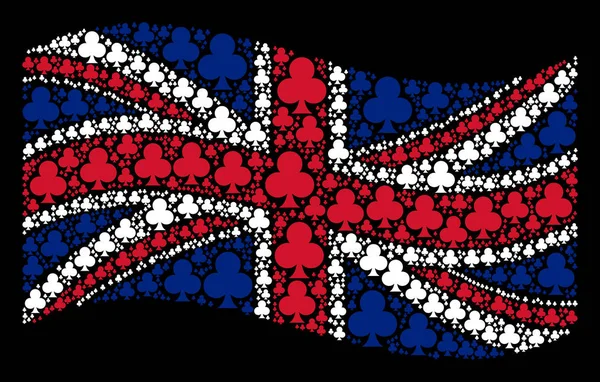 Hullámzó brit zászló mozaik klub öltöny cikkek — Stock Vector