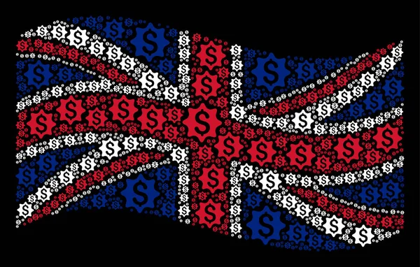 Ondeando Gran Bretaña bandera patrón de dinero premio artículos — Vector de stock