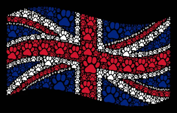 Mává vzor vlajky Velké Británie položek stopu, tlapka — Stockový vektor