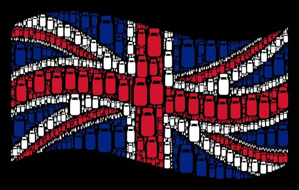 Macha wzór flagi Wielkiej Brytanii butelka ikon — Wektor stockowy