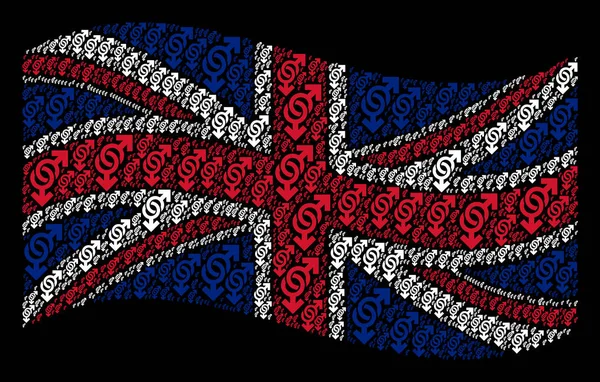 Acenando Bandeira Britânica Mosaico de Ícones de Símbolo Gay — Vetor de Stock