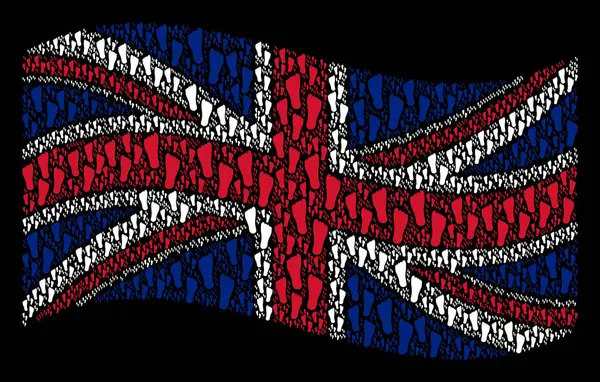 Acenando Bandeira Britânica Colagem de Pegadas Humanas Itens —  Vetores de Stock