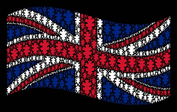 Vifta med brittiska flaggan Collage av Eklöv objekt — Stock vektor