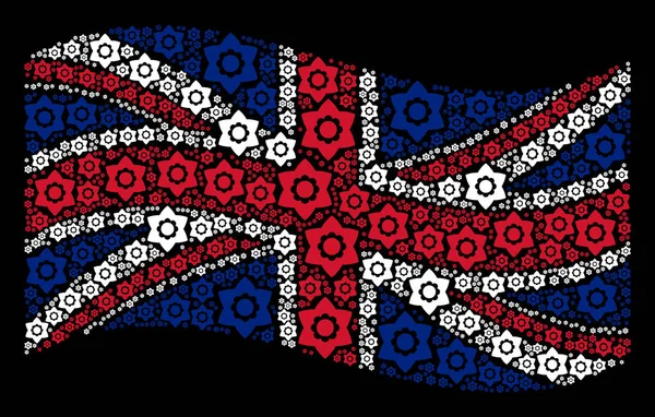 Κουνώντας αντικείμενα λουλούδι μοτίβο Ηνωμένο Βασίλειο σημαία — Διανυσματικό Αρχείο