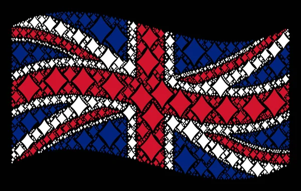 Macha mozaika Flaga Wielkiej Brytanii diamenty komplet ikon — Wektor stockowy