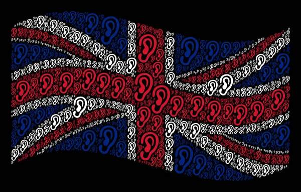 Sventolando UK Flag Collage of Ear Articoli — Vettoriale Stock