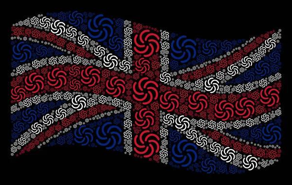 갤럭시 아이콘의 영국 국기 패턴을 흔들며 — 스톡 벡터