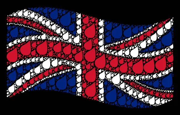 Κουνώντας μοτίβο σημαία Ηνωμένου Βασιλείου των φυτών φύλλων στοιχείων — Διανυσματικό Αρχείο