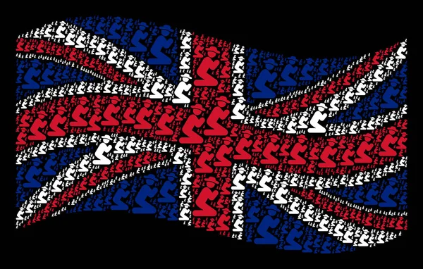 Sventolando la bandiera della Gran Bretagna Mosaico del Gentiluomo Icone di preghiera — Vettoriale Stock