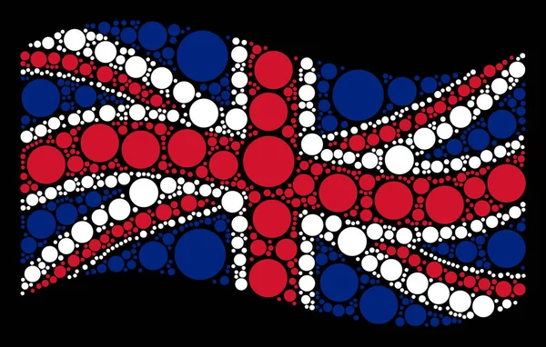 Integetett a brit zászló mozaik kör cikkek — Stock Vector