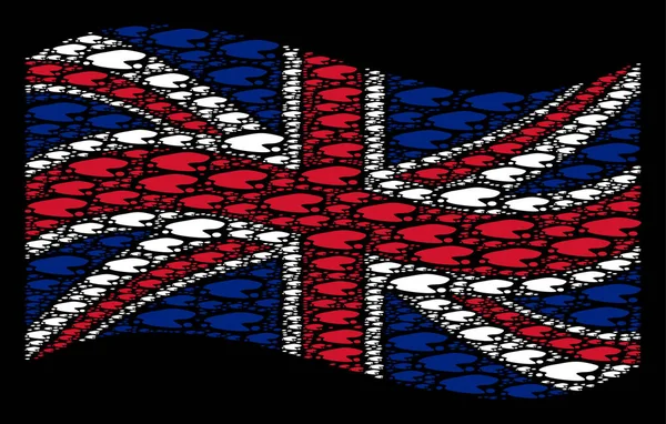 Κουνώντας μεγάλη Βρετανία σημαία μοτίβο λακκούβα στοιχείων — Διανυσματικό Αρχείο