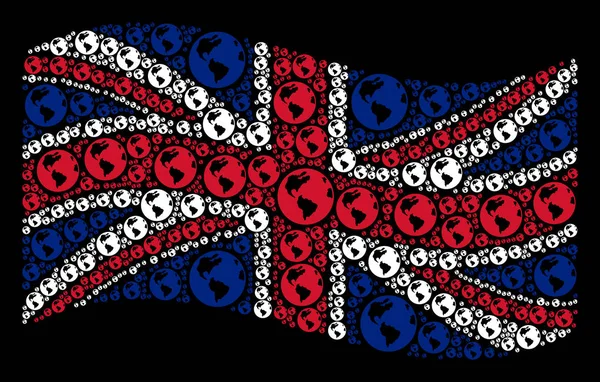 Размахивая флагом Великобритании, шаблон земных предметов — стоковый вектор