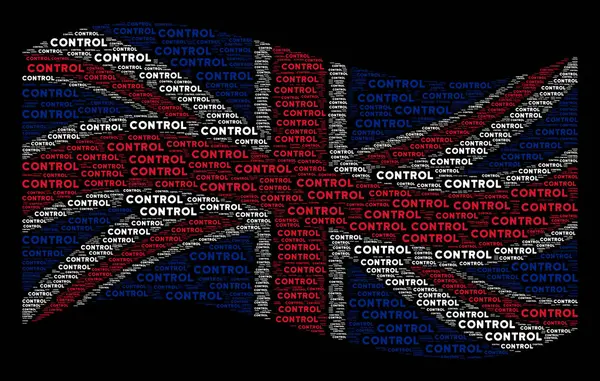 挥舞大不列颠国旗拼贴画控制文本项目 — 图库矢量图片