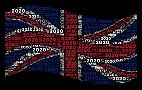 挥舞英国国旗马赛克2020年年文本项目 — 图库矢量图片