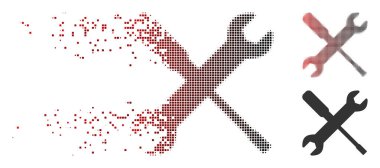 Harcanmış piksel noktalı resim anahtarı ve tornavida araçlar simgesi