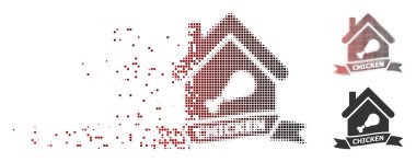 Piksel yarı ton tavuk Cafe simgesi zarar