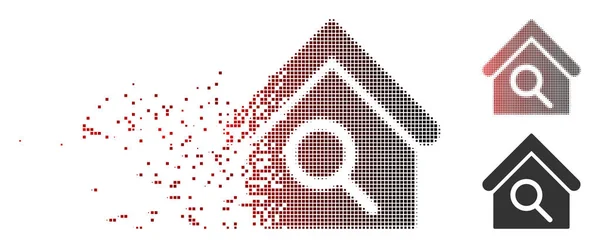 Pixel dañado Halftone Encontrar icono del edificio — Vector de stock