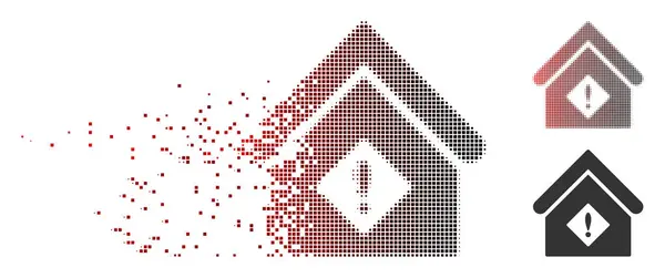 Desintegrando Pixel Halftone ícone de construção de problemas — Vetor de Stock