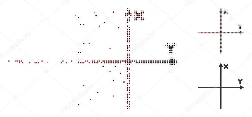 Destructed Pixel Halftone Cartesian Axes Icon