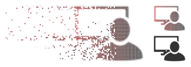 Dağınık piksel yarı ton bilgisayar kullanıcı simgesi