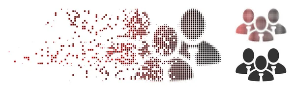 Pixel disipado Halftone Manager Icono de grupo — Vector de stock