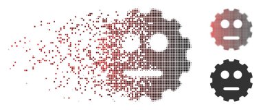 Hasarlı piksel yarı ton tarafsız Smiley dişli simgesini