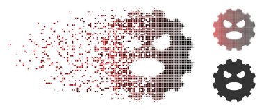 Rendelenmiş piksel yarı ton çığlık Smiley dişli simgesini