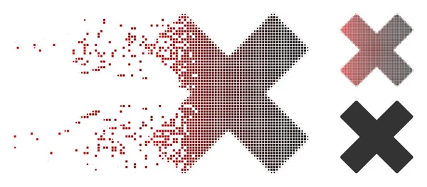 Desintegrando o meio-tom do pixel Exclua o ícone X-Cross — Vetor de Stock