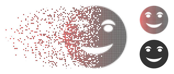 Сломанная икона смешной улыбки Pixel Halftone
