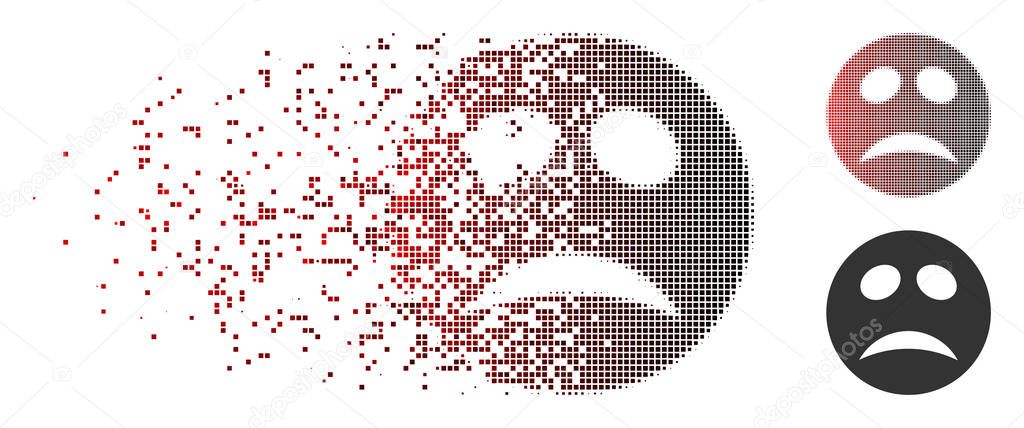 Damaged Pixel Halftone Depression Smiley Icon