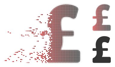 Hasarlı piksel yarı ton Pound Sterling simgesi