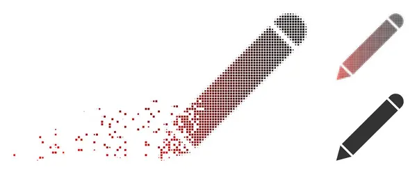 Zerstörtes Pixel-Halfone-Bleistift-Symbol — Stockvektor